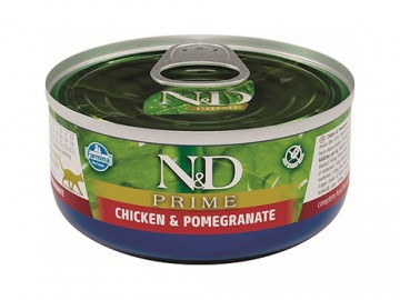 Farmina N&D (Эн Дэ) - Cat Prime Chicken & Pomegranate, Влажный беззерновой корм для взрослых кошек с курицей и гранатом, баночка 80 г
