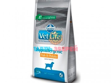 Farmina (Фармина)  - Vet Life Dog Hypoallergenic Fish & Potato, Диетический корм при пищевой аллергии с рыбой и картофелем для собак, упаковка 2 кг