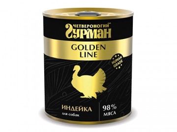 Четвероногий Гурман - GOLDEN LINE с индейкой для собак, баночка 340 г