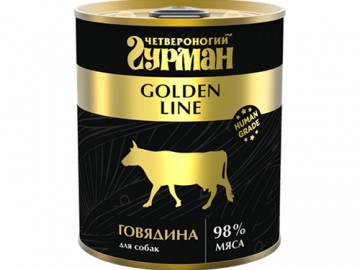 Четвероногий Гурман - GOLDEN LINE с говядиной для собак, баночка 340 г