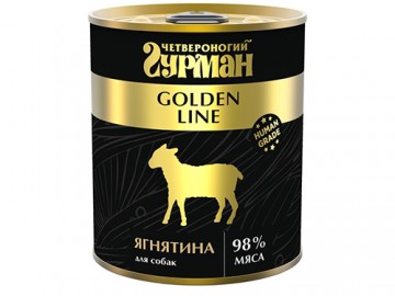 Четвероногий Гурман - GOLDEN LINE с ягнятиной для собак, баночка 340 г