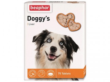Beaphar (Беафар) - Doggy’s Liver, Витаминизированное лакомство для собак со вкусом Печени, 75 таблеток