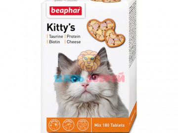 Beaphar (Беафар) - Kitty’s Mix, Витаминизированное лакомство с таурином и биотином для кошек, 180 таблеток