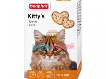 Beaphar (Беафар) - Kitty's + Taurine-Biotin, Витаминизированное лакомство для кошек с биотином и таурином, 180 таблеток