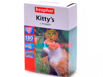 Beaphar (Беафар) - Kitty`s Protein, Витаминизированное лакомство с протеином для кошек со вкусом рыбы, упаковка 180 таблеток