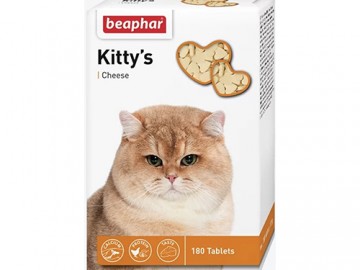 Beaphar (Беафар) - Kitty's + Cheese, Витаминизированное лакомство для кошек со вкусом сыра, 180 таблеток