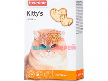 Beaphar (Беафар) - Kitty's + Cheese, Витаминизированное лакомство для кошек со вкусом сыра, 180 таблеток