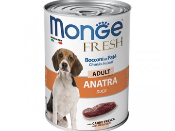 Monge (Монже) - FRESH DOG, Мясной рулет с кусочками утки для взрослых собак, банка 400 г