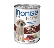 Monge (Монже) - FRESH DOG, Мясной рулет с кусочками говядина для щенков, банка 400 г