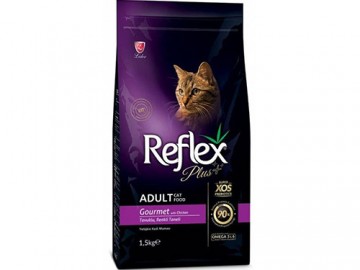 Reflex Plus (Рефлекс Плюс) - Adult Cat Food Gourmet Multicolor, Сухой корм для привередливых кошек с курицей, 1,5 кг