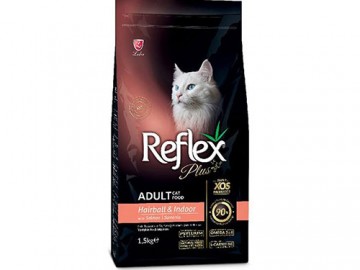 Reflex Plus (Рефлекс Плюс) - Adult Cat Food Hairball Salmon, Сухой корм для кошек для выведения шерсти, с лососем, 1,5 кг