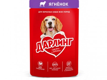Дарлинг - Влажный корм для взрослых собак с ягненком в подливе, пауч 75 г