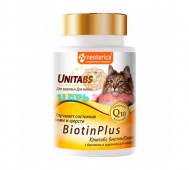 Unitabs (Юнитабс) - Витамины для кожи и шерсти кошек BiotinPlus с Q10, 120 табл