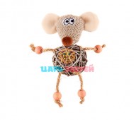 GiGwi (Гигви) - Игрушка для кошек мышка с плетеным мячиком с колокольчиком, 8 см