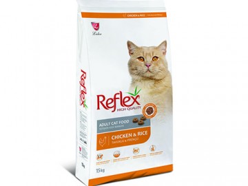 Reflex (Рефлекс) - Adult Cat Food Chicken and Rice, Сухой корм для кошек, с курицей и рисом, 15 кг