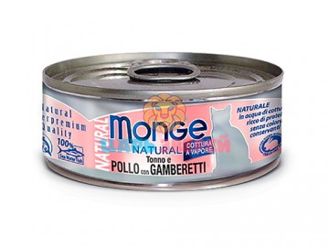 Monge (Монже) - Jelly Pezzetti di Tonno con Gamberi, Влажный корм для кошек с желтоперым тунцом и креветками в желе, баночка 80 г