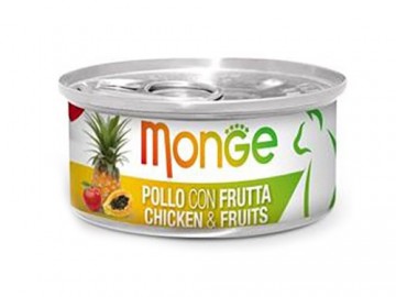 Monge (Монже) - Chicken & Fruits, Влажный корм для кошек с курицей и фруктами, баночка 80 г