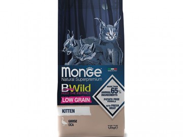 Monge (Монже) - BWild Cat Low Grain, Cухой низкозерновой корм для котят с мясом гуся, 1,5 кг