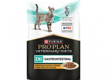 Pro Plan (Про План) - Vet Feline EN ST/OX Gastrointestinal, Диетический корм для взрослых кошек и котят при расстройствах ЖКТ со вкусом курицы, пауч 85 г