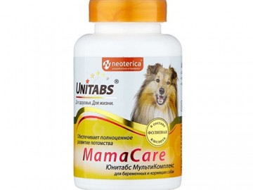 Unitabs (Юнитабс) - Витамины для беременных и кормящих собак MamaCare с B9, упаковка 100 таблеток