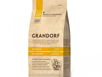 Grandorf (Грандорф) - 4 Meat Adult Sterilized, Сухой корм для стерилизованных кошек с 4 видами мяса, 2 кг