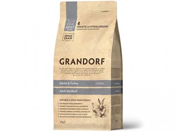 Grandorf (Грандорф) - Rabbit&Turkey Adult Sterilized, Сухой корм для стерилизованных кошек с кроликом и индейкой, 2 кг