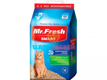 Mr,Fresh (Мистер Фреш) - Древесный комкующийся наполнитель для короткошерстных кошек, 18 л