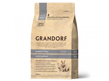 Grandorf (Грандорф) - Rabbit&Turkey Adult Sterilized, Сухой корм для стерилизованных кошек с кроликом и индейкой, 400 г