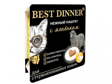 Best Dinner (Бест Диннер) - Влажный корм для стерилизованных кошек и кастрированных котов, паштет с ягненком, ламистер 100 г