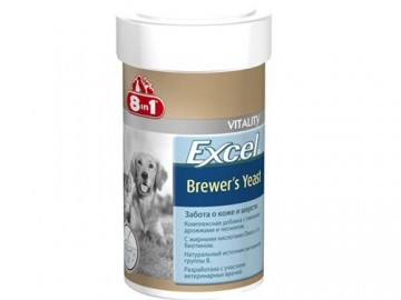8in1 (8в1) - Excel Brewers Yeast with Garlic, Витамины с пивными дрожжами и чесноком для собак и кошек, 780 таблеток