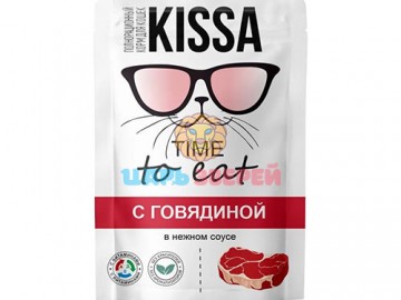 Kissa (Кисса) - Влажный корм для кошек, говядина в соусе, пауч 75 г