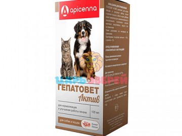 Apicenna (Апиценна) - Гепатовет Актив для нормализации работы печени кошек и собак, 100 мл