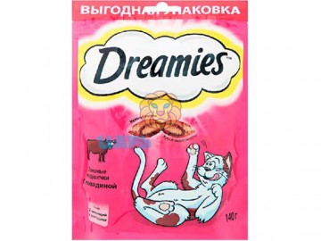 Dreamies (Дримс)  - Хрустящие подушечки для кошек с говядиной, 140 г