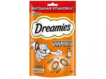 Dreamies (Дримс) - Хрустящие подушечки для кошек с курицей, 140 г