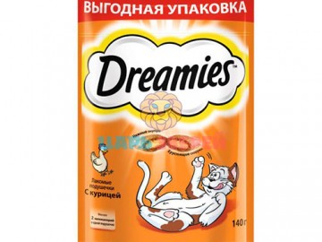 Dreamies (Дримс) - Хрустящие подушечки для кошек с курицей, 140 г