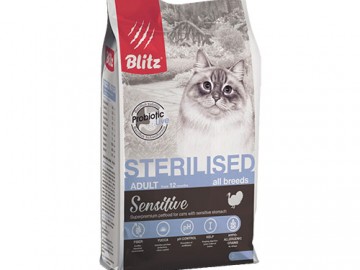 Blitz (Блиц) - Sterilised, Сухой корм для взрослых стерилизованных кошек со вкусом индейки, 10 кг
