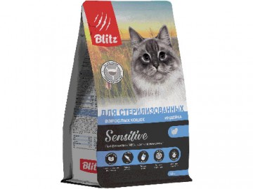 Blitz (Блиц) - Sensitive, Сухой корм для взрослых кошек со вкусом индейки, 10 кг