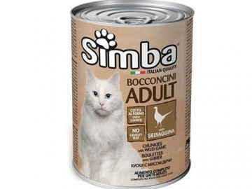 Simba (Симба) - Chunkies with Wild Game, Влажный корм для кошек, кусочки с мясом дичи, банка 415 г