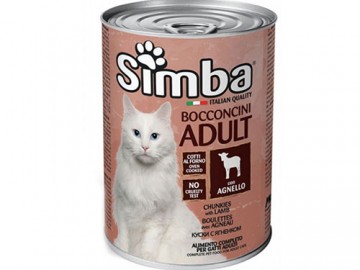 Simba (Симба) - Chunkies with Lamb, Влажный корм для кошек, кусочки с ягненком, банка 415 г