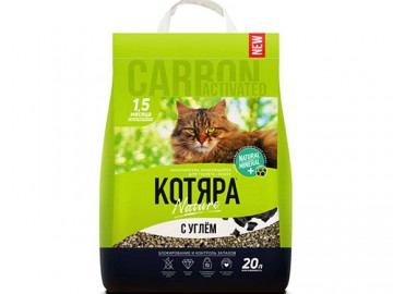 Котяра - Комкующийся наполнитель с активированным углем, 20 литров
