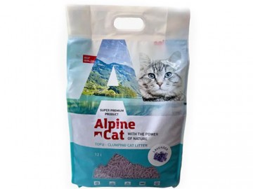 Alpine Cat (Альпин Кэт) - Тофу комкующийся наполнитель с ароматом лаванды, 12 л (5,2 кг)