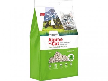 Alpine Cat (Альпин Кэт) - Тофу комкующийся наполнитель с ароматом зеленого чая, 6 л (2,6 кг)