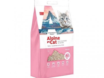 Alpine Cat (Альпин Кэт) - Тофу комкующийся наполнитель с ароматом сакуры, 6 л (2,6 кг)