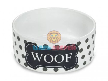 №1 - Миска керамическая Woof бело-черная 12,5x5 см, 250 мл