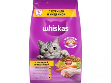 Whiskas (Вискас) - Вкусные подушечки с нежным паштетом для взрослых кошек Аппетитное ассорти с курицей и индейкой, 1,9 кг