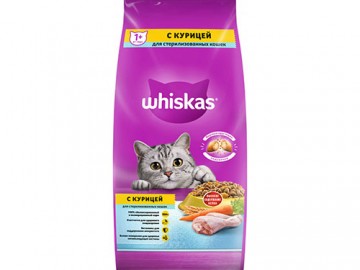 Whiskas (Вискас) - Вкусные подушечки для стерилизованных кошек с курицей, 5 кг