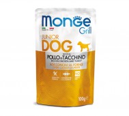 Monge (Монже) - DOG GRILL Rich in Chicken and Turkey, влажный корм для щенков с курицей и индейкой, пауч 100 г