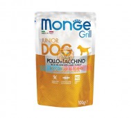 Monge (Монже) - DOG GRILL Rich in Chicken and Turkey, влажный корм для щенков с курицей и индейкой, пауч 100 г