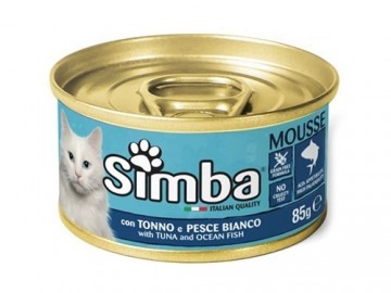 Simba (Симба) - Mousse with Tuna and Ocean Fish, Влажный корм для кошек, мусс с тунцом и океанической рыбой, баночка 85 г