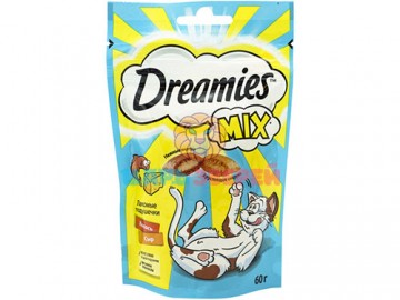 Dreamies (Дримс) - Хрустящие подушечки для кошек с лососем и сыром, 60 г